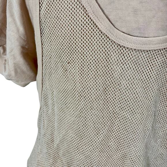 Vintage 90s Wharfside Tan Mesh Overlay Sporty Top / Size Medium / Vintage Tee - Picture 7 of 7